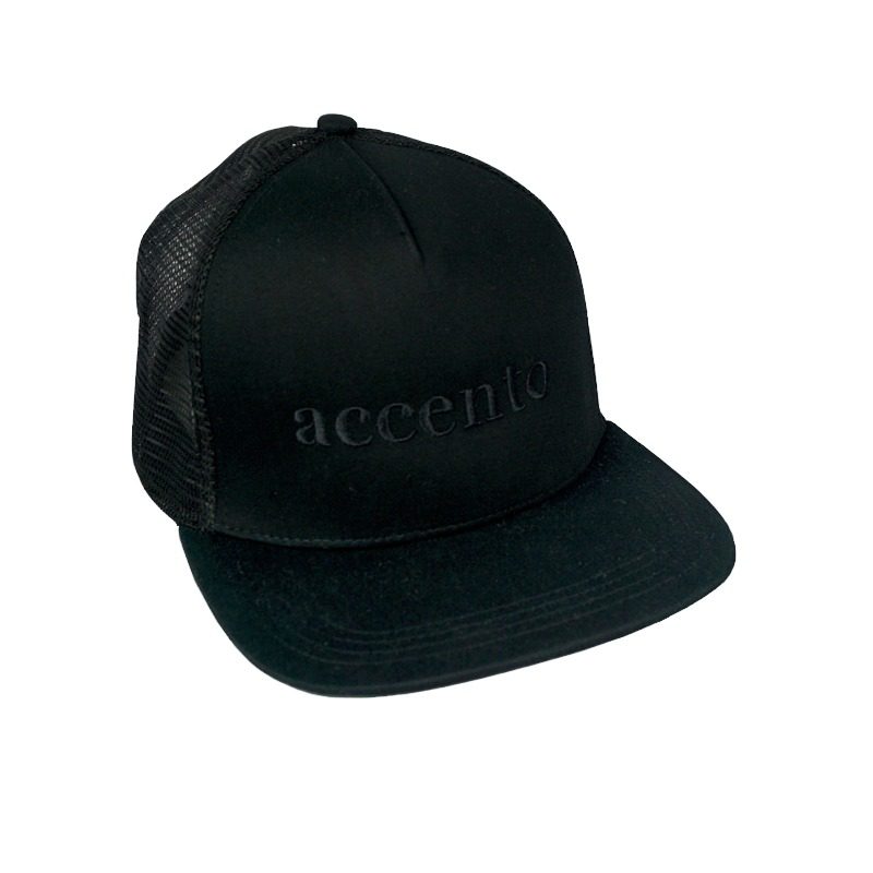 trucker accento black hat side