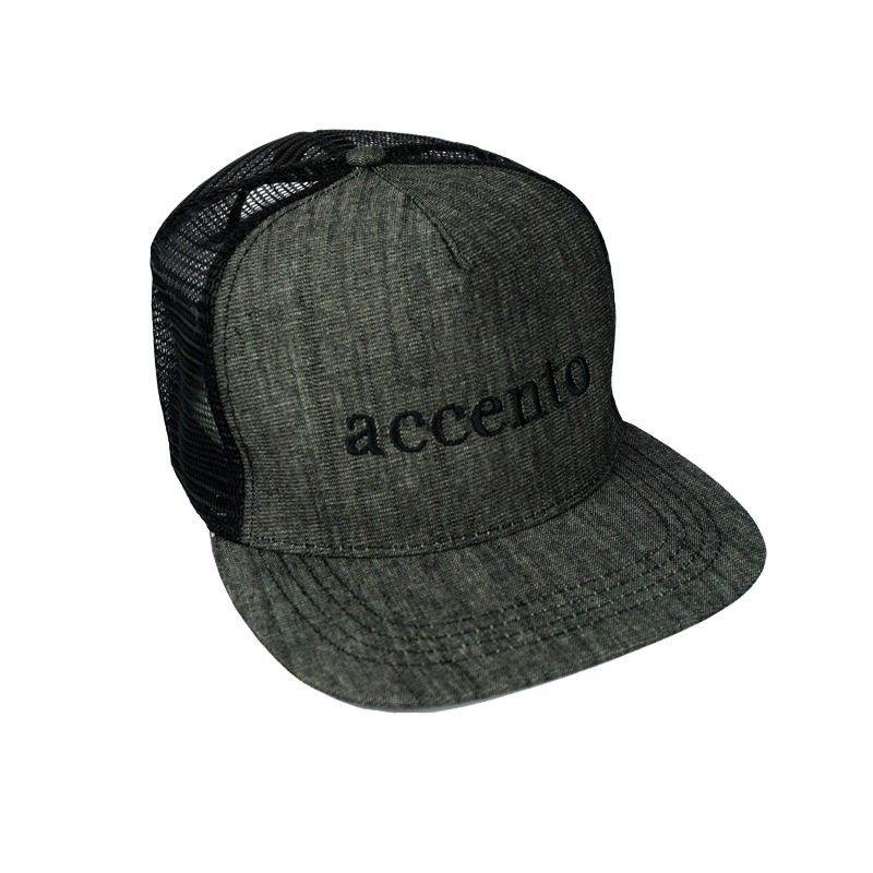 trucker accento hat black jeans side