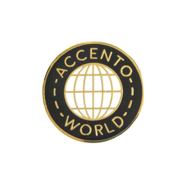 accento world gold pin top view