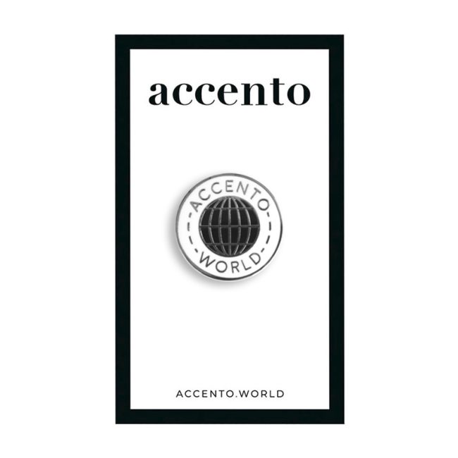 accento world pin silver packaging