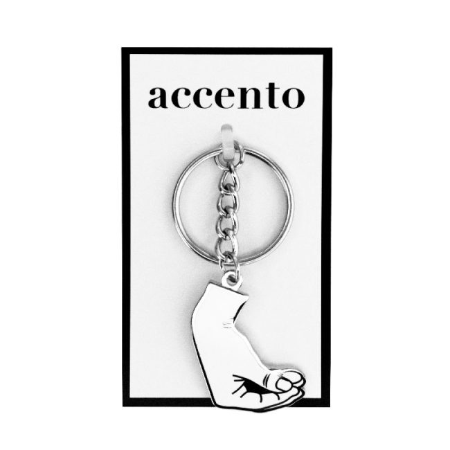 accento silver keychain packaging